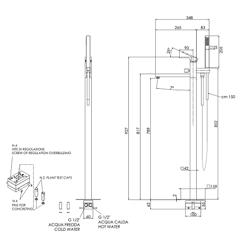 Смеситель для ванны Remer Absolute AU08BG, золото брашированное Смеситель для ванны Remer Absolute AU08BG, золото брашированное