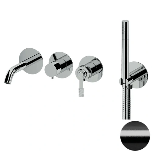 Смеситель для ванны Remer Atelier AL53D2PCFP, черный брашированный хром Смеситель для ванны Remer Atelier AL53D2PCFP, черный брашированный хром