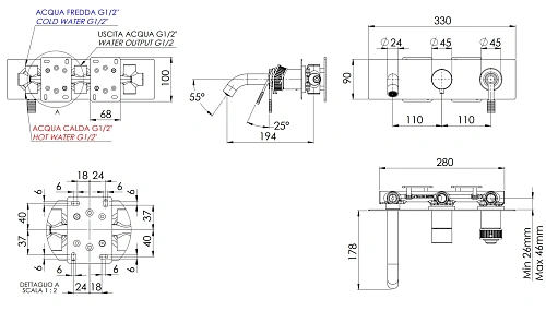 Смеситель для ванны Remer Atelier AL54D2BO, белый матовый Смеситель для ванны Remer Atelier AL54D2BO, белый матовый
