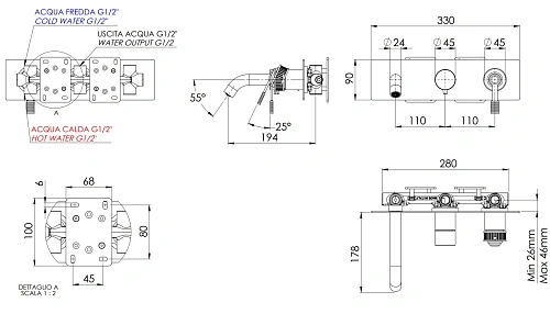 Смеситель для ванны Remer Atelier AL54D3BO, белый матовый Смеситель для ванны Remer Atelier AL54D3BO, белый матовый