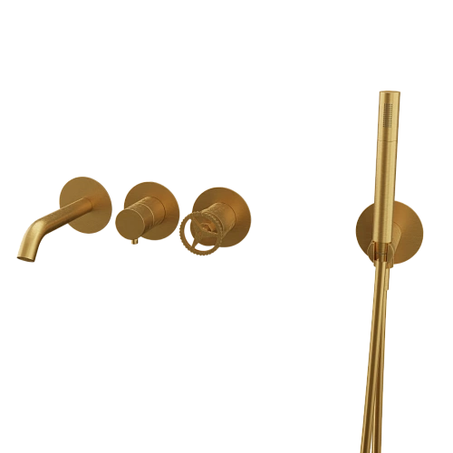 Смеситель для ванны Remer Chrono CH53D2PBG, золото брашированное Смеситель для ванны Remer Chrono CH53D2PBG, золото брашированное