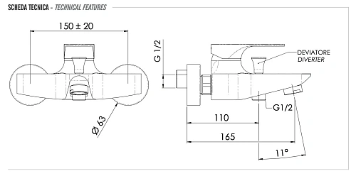 Смеситель для ванны Remer Class Line L05 Смеситель для ванны Remer Class Line L05