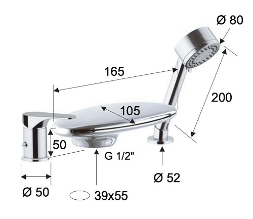 Смеситель для ванны Remer Class Line L07UF Смеситель для ванны Remer Class Line L07UF