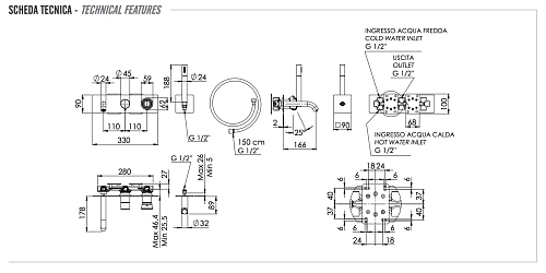 Смеситель для ванны Remer Element ET53D2BO, белый матовый Смеситель для ванны Remer Element ET53D2BO, белый матовый