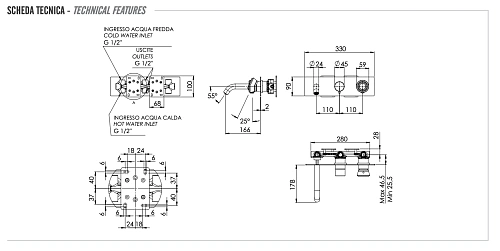 Смеситель для ванны Remer Element ET54D3NO, черный матовый Смеситель для ванны Remer Element ET54D3NO, черный матовый
