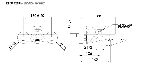 Смеситель для ванны Remer Infinity I05 Смеситель для ванны Remer Infinity I05