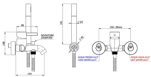Смеситель для ванны Remer Metrica MC027MD Смеситель для ванны Remer Metrica MC027MD