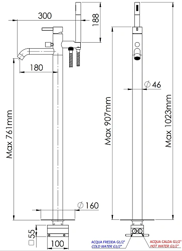 Смеситель для ванны Remer Metrica MC08BR, бронза масляная Смеситель для ванны Remer Metrica MC08BR, бронза масляная