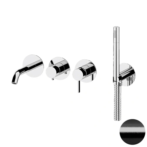 Смеситель для ванны Remer Metrica MC53D2PWBCFP, черный брашированный хром Смеситель для ванны Remer Metrica MC53D2PWBCFP, черный брашированный хром