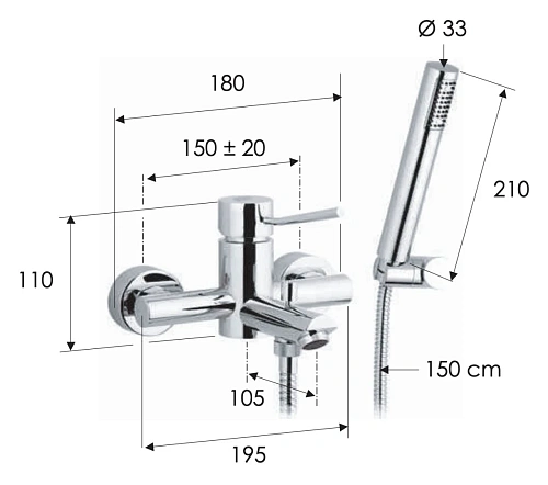 Смеситель для ванны Remer Minimal N02 Смеситель для ванны Remer Minimal N02