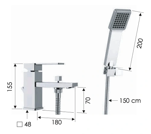 Смеситель для ванны Remer Qubika Q03 Смеситель для ванны Remer Qubika Q03