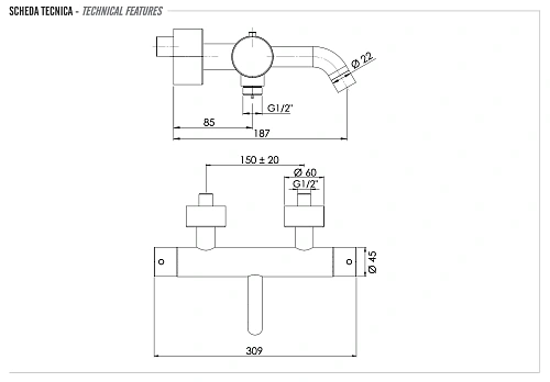 Смеситель для ванны Remer X Style INOX SSXT05 термостатический, нержавеющая сталь Смеситель для ванны Remer X Style INOX SSXT05 термостатический, нержавеющая сталь