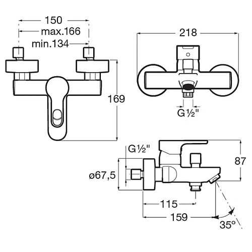 Смеситель для ванны Roca Atis 5A0283C0M Смеситель для ванны Roca Atis 5A0283C0M