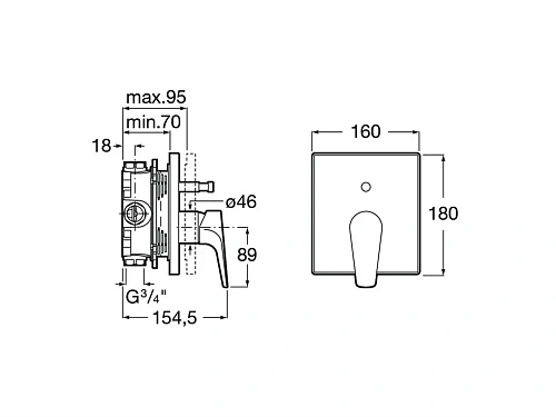 Смеситель для ванны Roca Atlas скрытого монтажа 5A0B90C00 Смеситель для ванны Roca Atlas скрытого монтажа 5A0B90C00