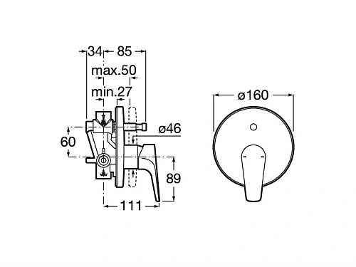 Смеситель для ванны Roca Atlas скрытого монтажа, 5A0690C00 Смеситель для ванны Roca Atlas скрытого монтажа, 5A0690C00