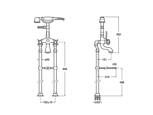 Смеситель для ванны Roca Florentina 5062223A0 Смеситель для ванны Roca Florentina 5062223A0