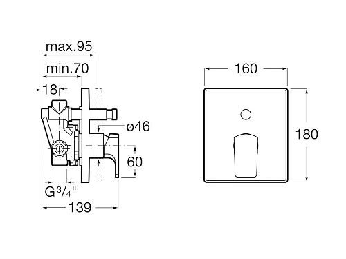 Смеситель для ванны Roca L90 скрытого монтажа 5A0B01C00 Смеситель для ванны Roca L90 скрытого монтажа 5A0B01C00