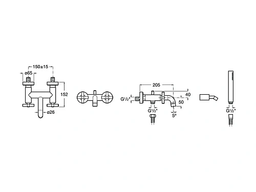 Смеситель для ванны ROCA Loft неповоротный излив, с душевым гарнитуром 5A0143C00 Смеситель для ванны ROCA Loft неповоротный излив, с душевым гарнитуром 5A0143C00