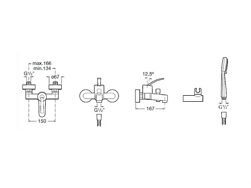Смеситель для ванны ROCA Moai однорычажное упр., с душевым гарнитуром, неповоротный излив 5A0146C02 Смеситель для ванны ROCA Moai однорычажное упр., с душевым гарнитуром, неповоротный излив 5A0146C02