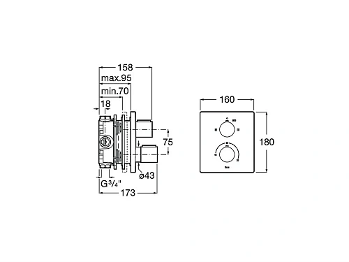 Смеситель для ванны Roca T-2000 скрытого монтажа 5A0C88C00 Смеситель для ванны Roca T-2000 скрытого монтажа 5A0C88C00
