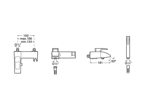 Смеситель для ванны ROCA Thesis однорычажное упр., с душевым гарнитуром, неповоротный излив 5A0150C00 Смеситель для ванны ROCA Thesis однорычажное упр., с душевым гарнитуром, неповоротный излив 5A0150C00