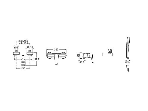 Смеситель для ванны ROCA Victoria New 5A0225C00 неповоротный излив, с выходом на душ (без лейки), од Смеситель для ванны ROCA Victoria New 5A0225C00 неповоротный излив, с выходом на душ (без лейки), од