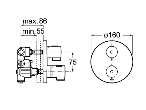 Смеситель для ванны Roca без излива T-500, термостатический, 5A2K18C00 Смеситель для ванны Roca без излива T-500, термостатический, 5A2K18C00