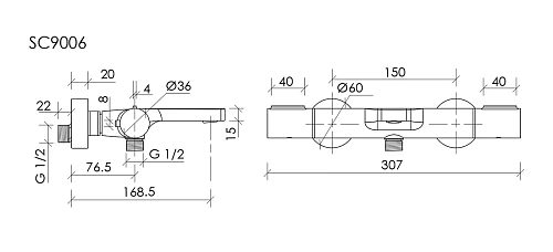 Смеситель для ванны Sancos Etna SC9006GG термостатический, вороненая сталь Смеситель для ванны Sancos Etna SC9006GG термостатический, вороненая сталь