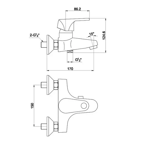 Смеситель для ванны Timo Nordic 0154Y хром 0154Y chrome Смеситель для ванны Timo Nordic 0154Y хром 0154Y chrome