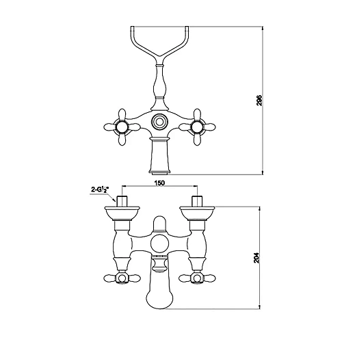 Смеситель для ванны Timo Ritz 0144Y silver cross с душем Смеситель для ванны Timo Ritz 0144Y silver cross с душем