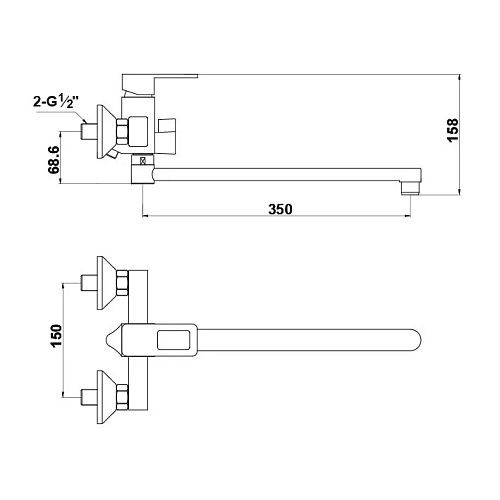 Смеситель для ванны Timo Sahara 2205YCR с душем, chrome 2205YCR chrome Смеситель для ванны Timo Sahara 2205YCR с душем, chrome 2205YCR chrome