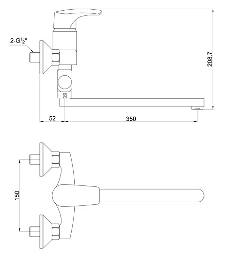 Смеситель для ванны Timo Uta 0095Y-L chrome с душем Смеситель для ванны Timo Uta 0095Y-L chrome с душем