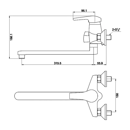 Смеситель для ванны Timo Сlassic 0045Y-CR chrome с душем Смеситель для ванны Timo Сlassic 0045Y-CR chrome с душем