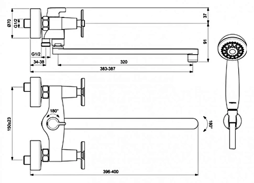 Смеситель для ванны Vidima Art BA330AA, хром Смеситель для ванны Vidima Art BA330AA, хром
