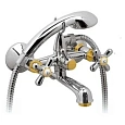 Смеситель для ванны Vidima Retro BA128LS с душевым гарнитуром, хром/золото Смеситель для ванны Vidima Retro BA128LS с душевым гарнитуром, хром/золото