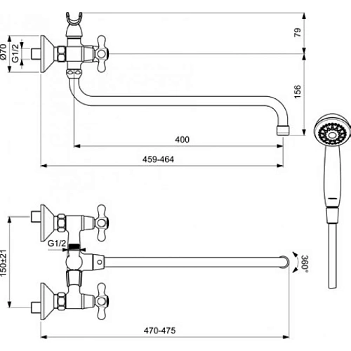 Смеситель для ванны Vidima Retro BA349AA, хром Смеситель для ванны Vidima Retro BA349AA, хром