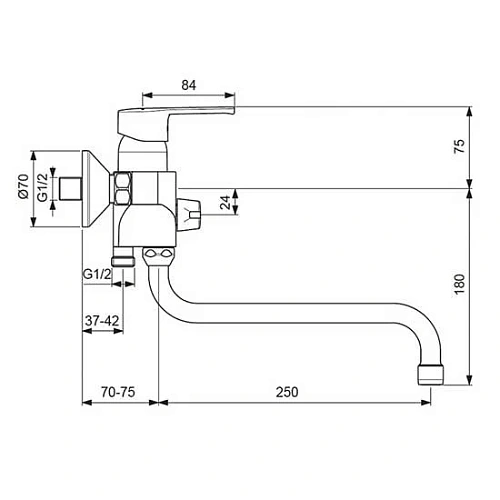 Смеситель для ванны Vidima Uno BA239AA с душевым гарнитуром, поворотный излив, хром Смеситель для ванны Vidima Uno BA239AA с душевым гарнитуром, поворотный излив, хром