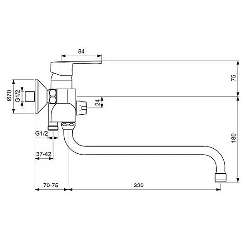 Смеситель для ванны Vidima Uno BA240AA с душевым гарнитуром, поворотный излив, хром Смеситель для ванны Vidima Uno BA240AA с душевым гарнитуром, поворотный излив, хром