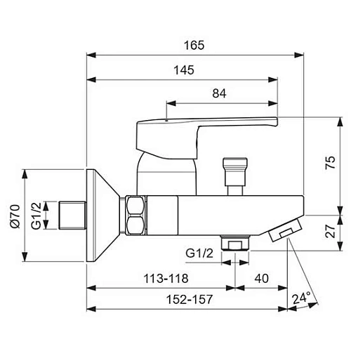 Смеситель для ванны Vidima Uno BA322AA, хром Смеситель для ванны Vidima Uno BA322AA, хром