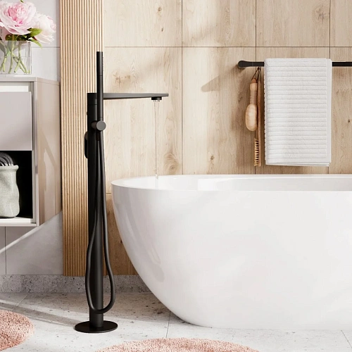 Смеситель для ванны WasserKRAFT Elbe 7421 напольный черный Смеситель для ванны WasserKRAFT Elbe 7421 напольный черный