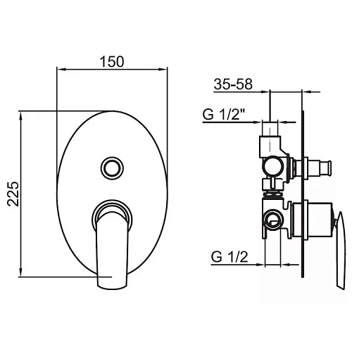 Смеситель для ванны Webert Aria AI860101015 с душем Смеситель для ванны Webert Aria AI860101015 с душем