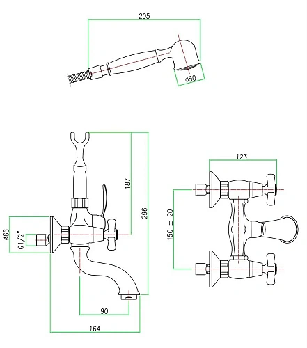 Смеситель для ванны Webert Armony AM720201015(153), хром Смеситель для ванны Webert Armony AM720201015(153), хром