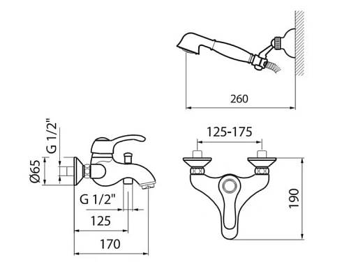 Смеситель для ванны Webert Aurora AU850101015(153), хром Смеситель для ванны Webert Aurora AU850101015(153), хром
