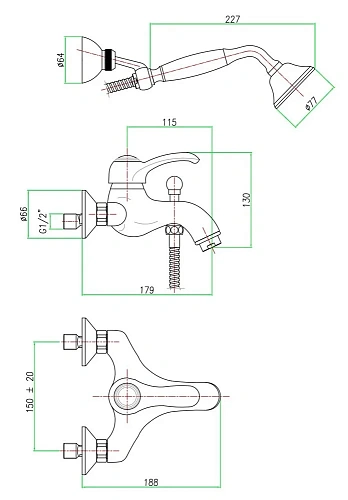 Смеситель для ванны Webert Aurora AU850101065 Смеситель для ванны Webert Aurora AU850101065