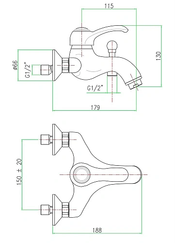 Смеситель для ванны Webert Aurora AU850102065 Смеситель для ванны Webert Aurora AU850102065