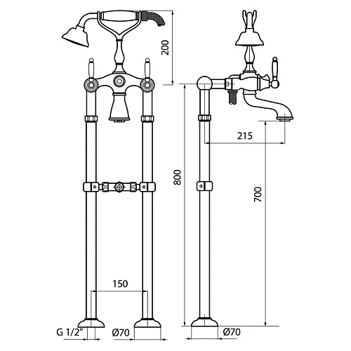 Смеситель для ванны Webert Dorian DO720801015 Смеситель для ванны Webert Dorian DO720801015