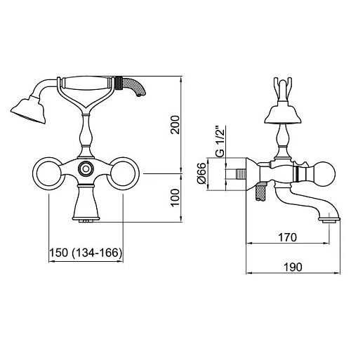 Смеситель для ванны Webert Karenina KA720201017 Смеситель для ванны Webert Karenina KA720201017