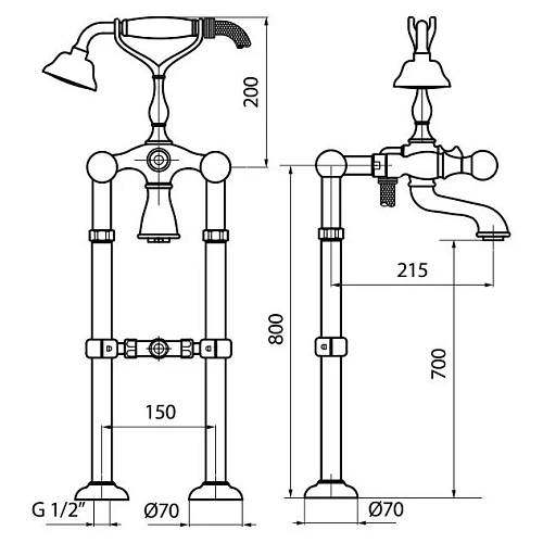 Смеситель для ванны Webert Karenina KA720801017 Смеситель для ванны Webert Karenina KA720801017