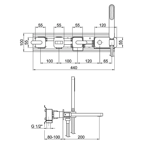 Смеситель для ванны Webert Living LV720901015 с душем Смеситель для ванны Webert Living LV720901015 с душем