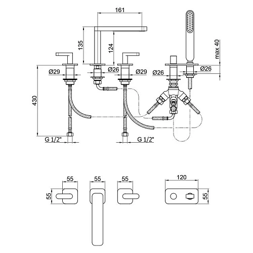 Смеситель для ванны Webert Living LV730401015 с душем Смеситель для ванны Webert Living LV730401015 с душем